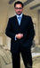 Unique 2PC 3 Button Dark Navy Blue Men's Suit With Flat Front Pants