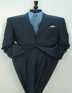 Luxeriouse High End Side Vented 3 buttons Super 150 Wool Solid Dark Navy Blue premier quality