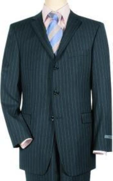 Classic 3PC 2 Button Charcoal Pinstripe three piece suit Super 150's Extra Fine Italian Fabric main image 0