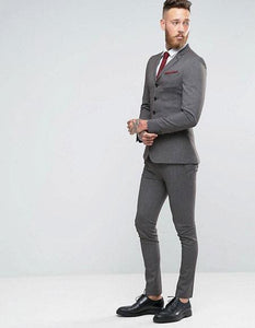 3 Buttons Slim Fitted Suit Flat Front Pants Side Vented Available in Black or Dark Navy or Charcoal Grey