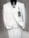 CLASSIC 3PC High Vested 3 BUTTON SOLID All White Suit For Men  WITH Pleated PANTS EXTRA FINE