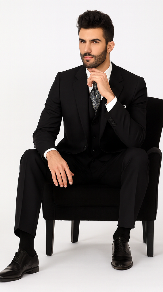 Three buttons Black Suit