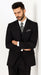 Mens Notch Lapel Three buttons Solid Black Vested Lapeled Vested 3PC Suit Wide leg Pleated pants