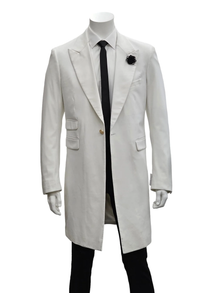 Mens White Velvet Victorian Tailcoat Tuxedo – Three Quarter Length Cutaway Stage And Wedding Jacket