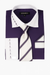 Fashion Tie&Hanky French Cuff Style White Collar Two Toned Contrast Multi-Color Men'S Dress Shirt