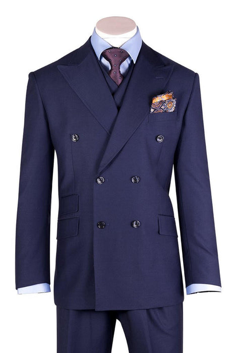 Tiglio Rosso Mens French Blue Wool Double Breasted Suit