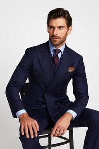 Tiglio Rosso Mens French Blue Wool Double Breasted Suit