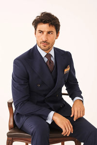 Tiglio Rosso Mens French Blue Wool Double Breasted Suit