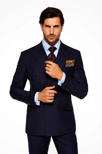 Tiglio Rosso Mens French Blue Wool Double Breasted Suit