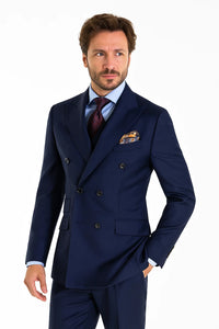 Tiglio Rosso Mens French Blue Wool Double Breasted Suit