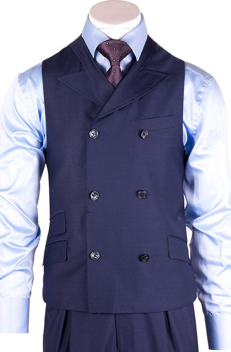 Tiglio Rosso Mens French Blue Wool Double Breasted Suit