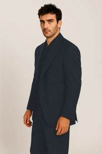 Tiglio Rosso Suit  - Classic Fit Athletic Cut 100% Wool Super 150s Italian Fabric Peak Lapel in Color Black