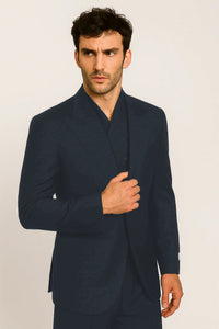 Tiglio Rosso Suit  - Classic Fit Athletic Cut 100% Wool Super 150s Italian Fabric Peak Lapel in Color Black