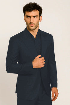 Tiglio Rosso Suit  - Classic Fit Athletic Cut 100% Wool Super 150s Italian Fabric Peak Lapel in Color Black
