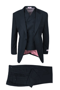 Tiglio Rosso Suit  - Classic Fit Athletic Cut 100% Wool Super 150s Italian Fabric Peak Lapel in Color Black