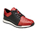 Belvedere Titan Calf & Crocodile Sneaker – Black & Red