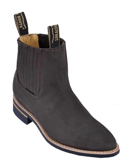 Tobacco Los Altos Boots Men's Charro Botin Short Ankle Nubuck Leather Boots