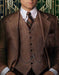 Mens Vested Great Gatsby Tweed Herringbone Tobey Maguire Suit in Light Brown