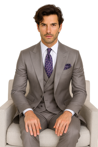 Big Lapel - Wide Lapel - Tom Ford Style Suit - Ticket Pocket - Gray