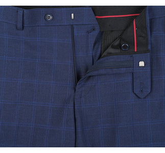 Renoir Clothing - Renoir Suit - Renoir Fashion - Performance 2-button Slim Fit Tonal Blue Windowpane Renoir Suit