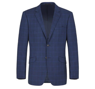 Renoir Clothing - Renoir Suit - Renoir Fashion - Performance 2-button Slim Fit Tonal Blue Windowpane Renoir Suit
