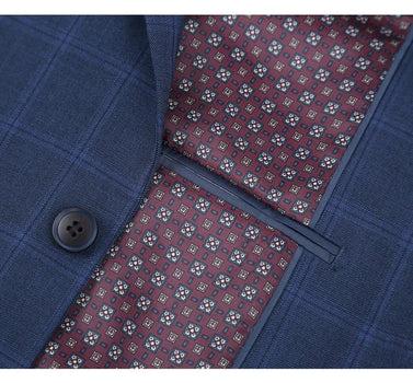Renoir Clothing - Renoir Suit - Renoir Fashion - Performance 2-button Slim Fit Tonal Blue Windowpane Renoir Suit