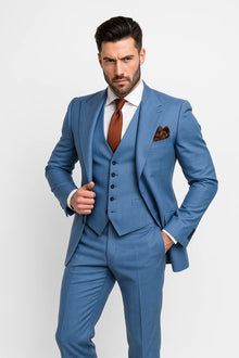 Tony Montana Suit Scarface Blue Suit - Vested Steel Blue Suit