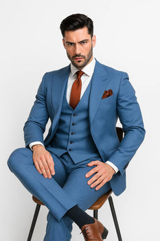 Tony Montana Suit Scarface Blue Suit - Vested Steel Blue Suit