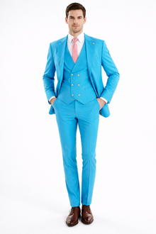 Turquoise 3-Piece Slim-Fit Suit