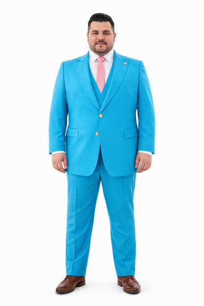 Turquoise 3-Piece Slim-Fit Suit