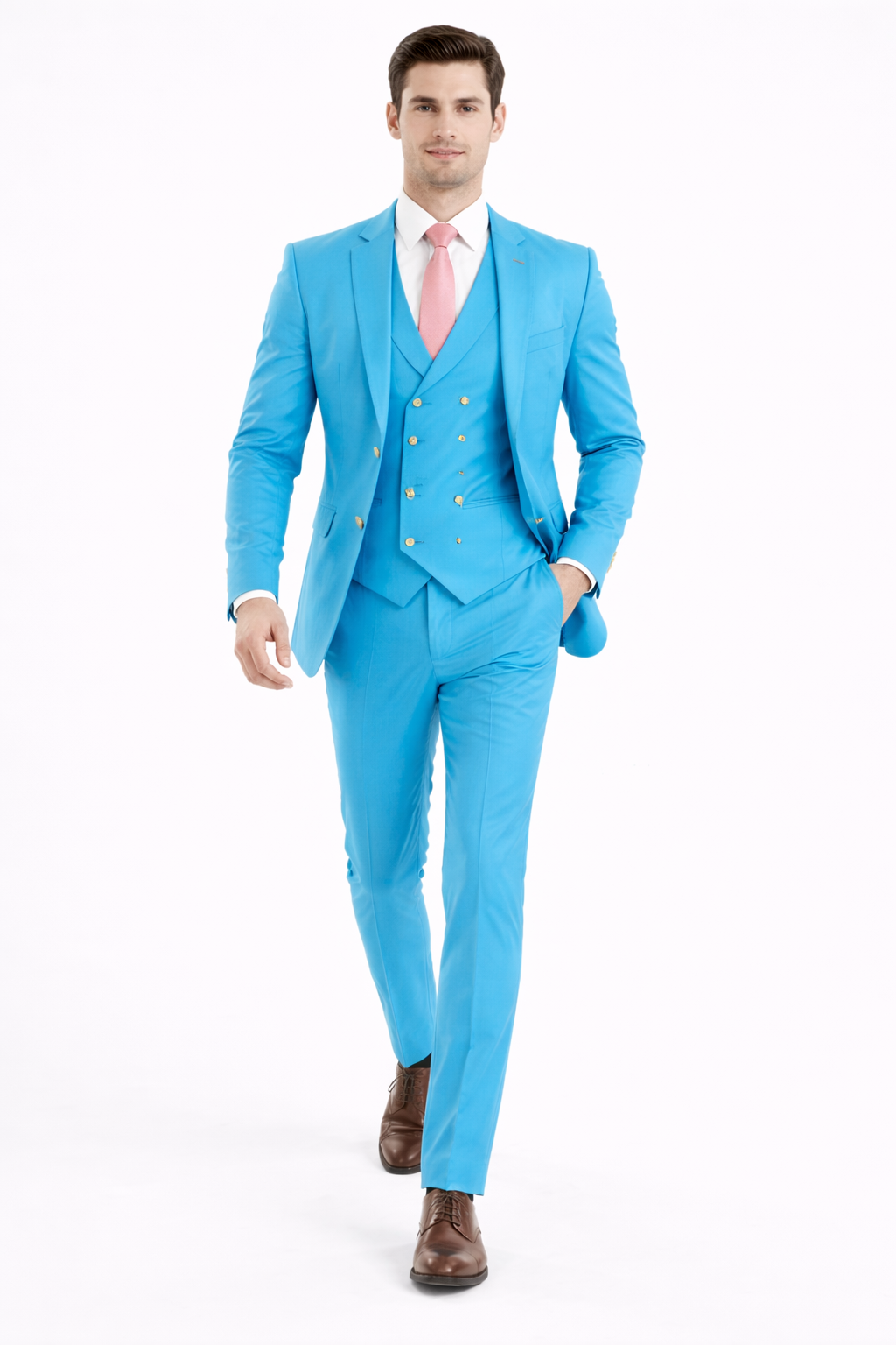 Turquoise 3-Piece Slim-Fit Suit