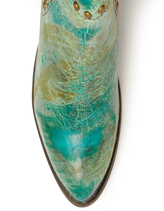 Ferrini Women's Stella Round Toe Ankle Boots Handcrafted - Turquoise