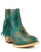 Ferrini Women's Fringe Round Toe Ankle Boots Handcrafted - Turquoise