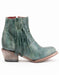Ferrini Women's Fringe Round Toe Ankle Boots Handcrafted - Turquoise