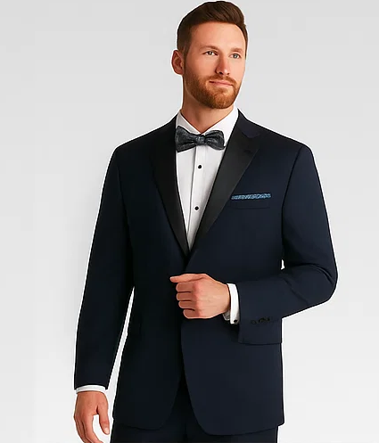 Navy Blue ~ Midnight Slim Fit Tuxedo + Tuxedo Shirt & Bow Tie