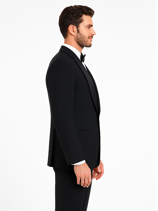 Tux Men'S Tuxedo Shawl Collor Super 120'S Suit + Shirt + Any Color Bow Tie - 100% Percent Wool Fabric Suit - Worsted Wool Business Suit