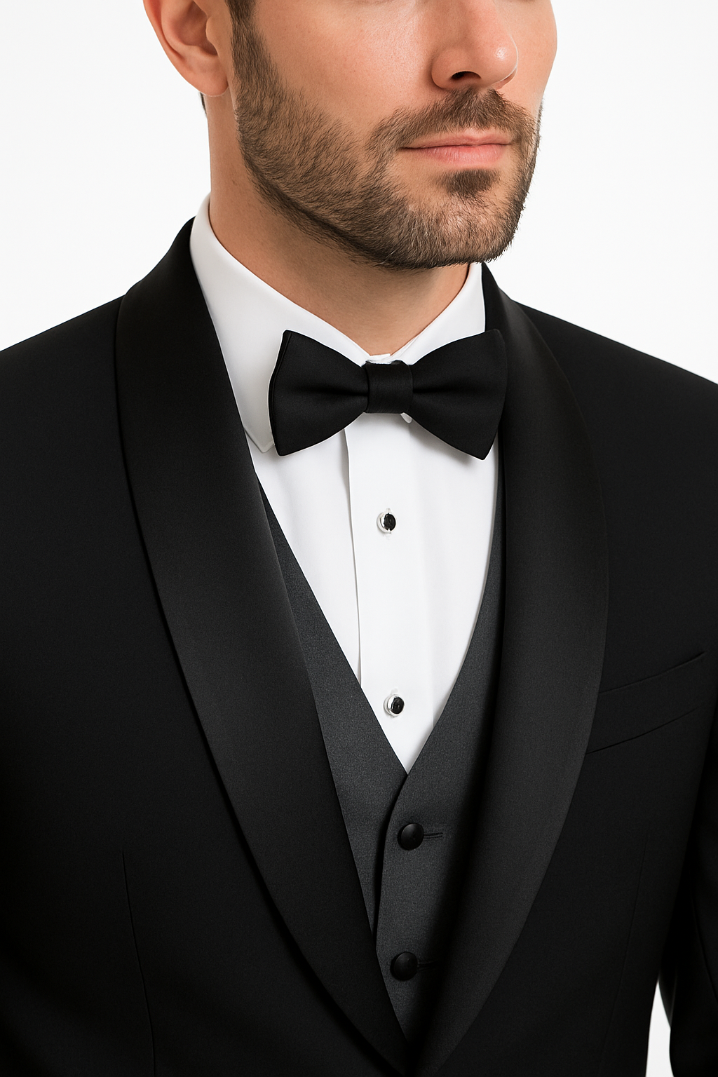 Tux Men'S Tuxedo Shawl Collor Super 120'S Suit + Shirt + Any Color Bow Tie - 100% Percent Wool Fabric Suit - Worsted Wool Business Suit