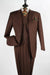 Apollo King Designer Brand Mens Classic Fit 3 Button Vested Single Pleated Pant Suit in Chocolate Brown