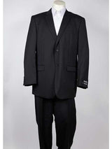 Two Button Men's Classic Fit Black Pinstripe Suit