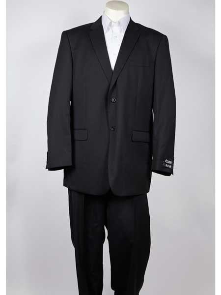 Two Button Men's Classic Fit Black Pinstripe Suit