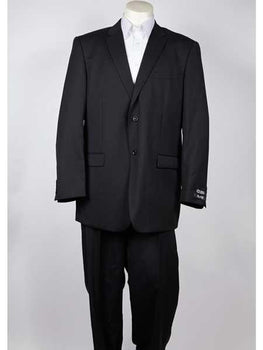 Two Button Men's Classic Fit Black Pinstripe Suit