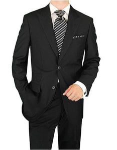 Men's Modern Fit Suits Black 2 Button Full Lining Side Vents Peak Lapel Suit
