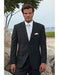 Men'S Black Front Flap Pockets Two Buttons Package Combo Suit