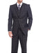 Men's  Two Button Classic Fit Solid Black/Blue Windowpane Three Piece Suit