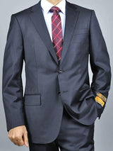 Authentic Alberto Nardoni Brand Hand Pick Stitching Men'S Slim Fit 2 Button Black Wool Suit With Flat Front Pants