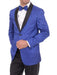 Men's Satin Shawl Lapel Blue 2 Buttons Floral Slim Fit Blazer Sportcoat Paisley Royal Blue Tuxedo