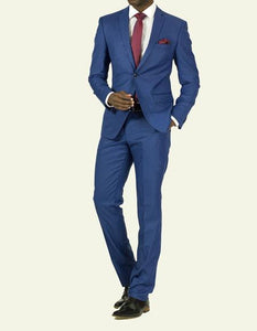 Men's Pick Stitched 2 Button Slim Fit Skinny Blue Suit