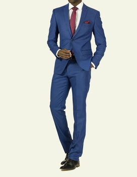 Men's Pick Stitched 2 Button Slim Fit Skinny Blue Suit