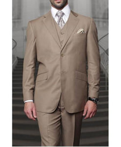 Statement Confidence Men's Bronze ~ Camel 3 Piece 2 Button Italian Designer Fine Brands Best Italian Style Cut Suits