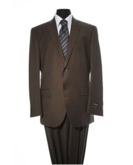 Mens 2 Button Slim Fit Textured Weave Suit in Brown